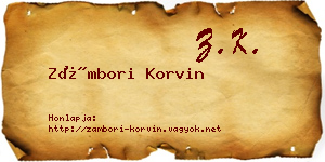 Zámbori Korvin névjegykártya